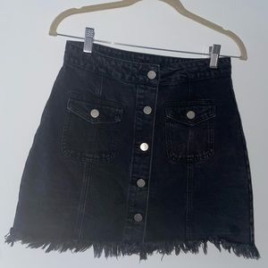 Black denim skirt